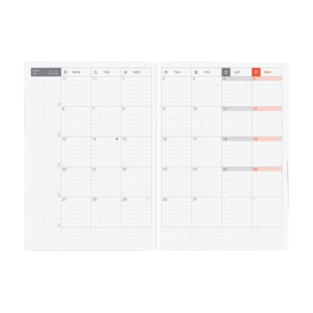 2026 Hobonichi Techo A6 Paper Series Black Gingham Planner