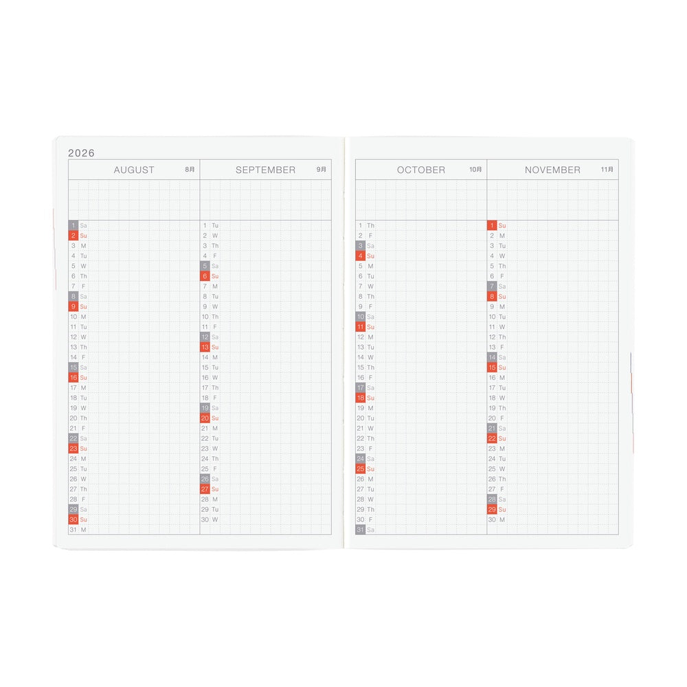 2026 Hobonichi Techo A6 Paper Series Black Gingham Planner