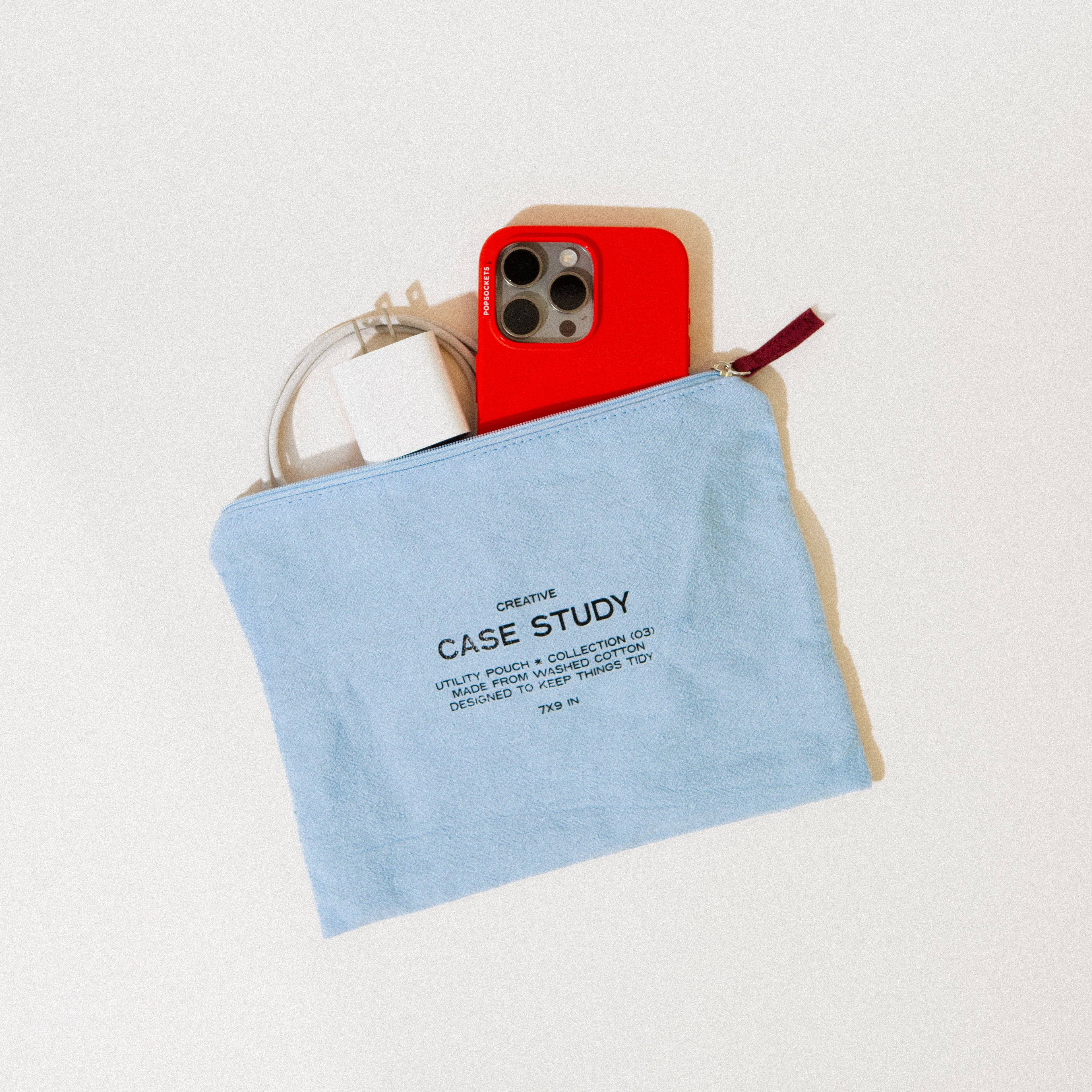 Washed Cotton Zipper Pouch: Robin&
