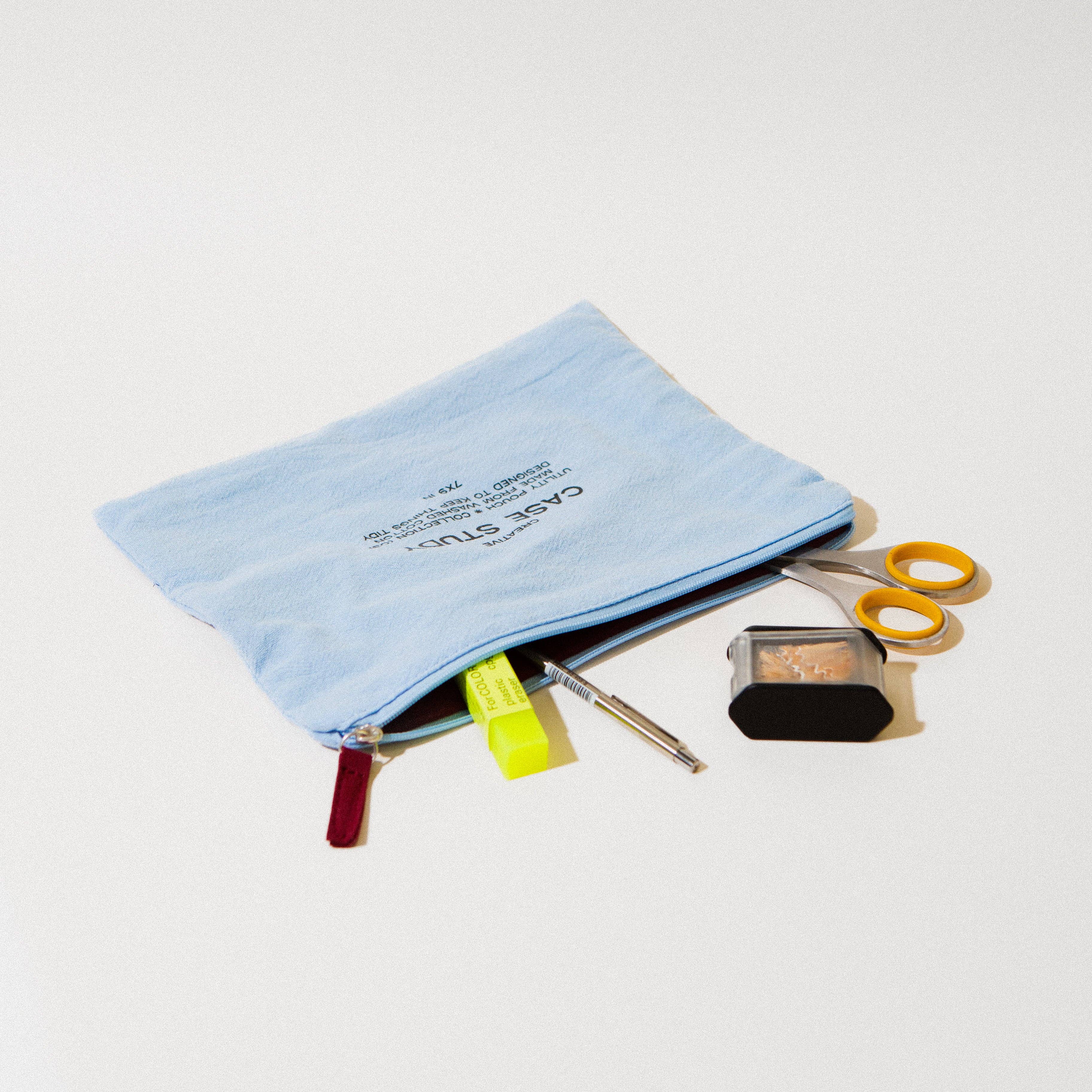 Washed Cotton Zipper Pouch: Robin&