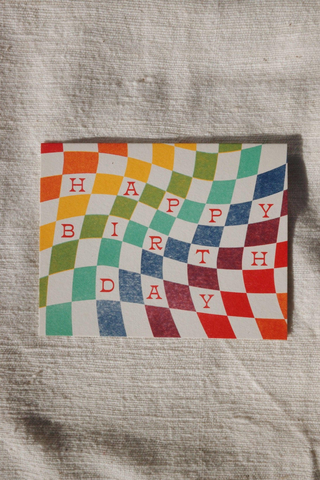 Rainbow Checkerboard Birthday Card