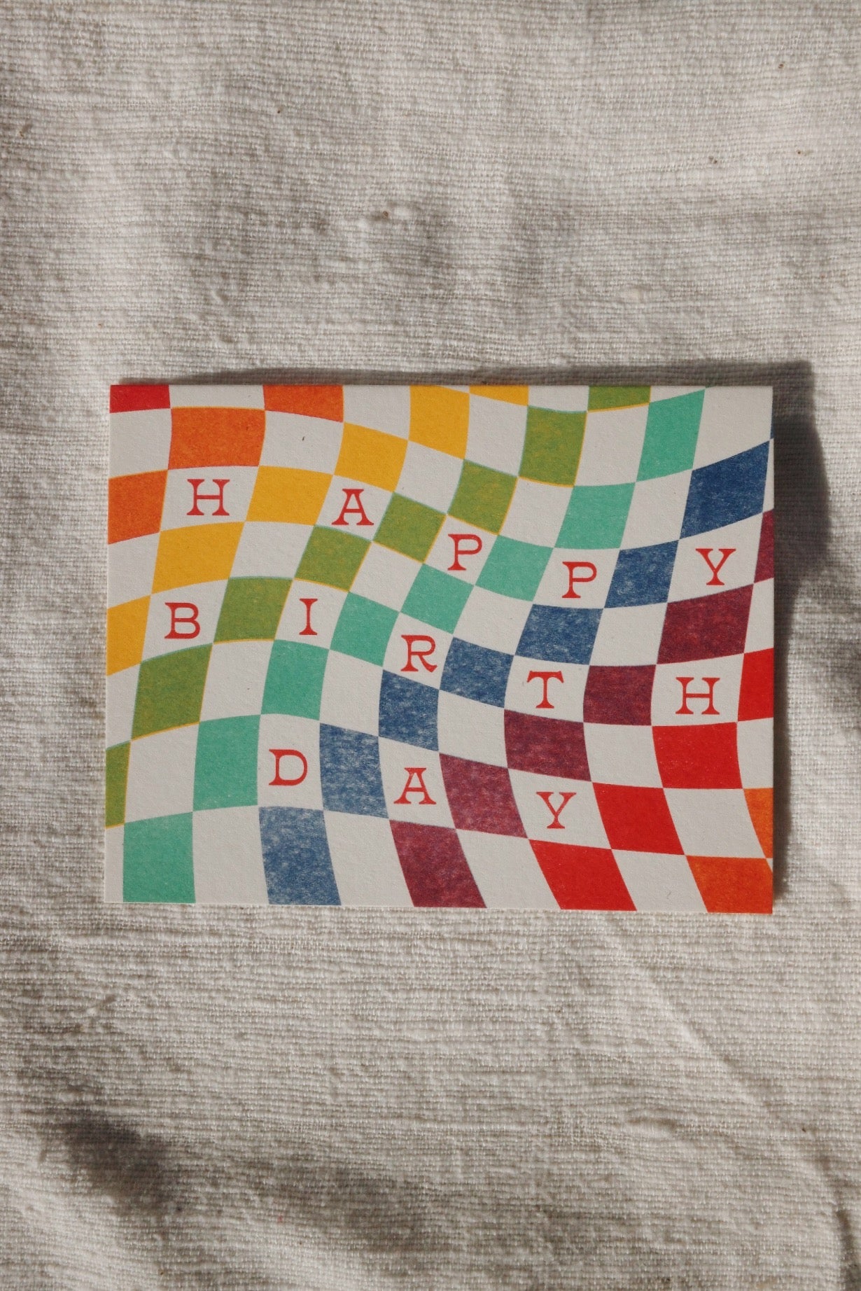 Rainbow Checkerboard Birthday Card