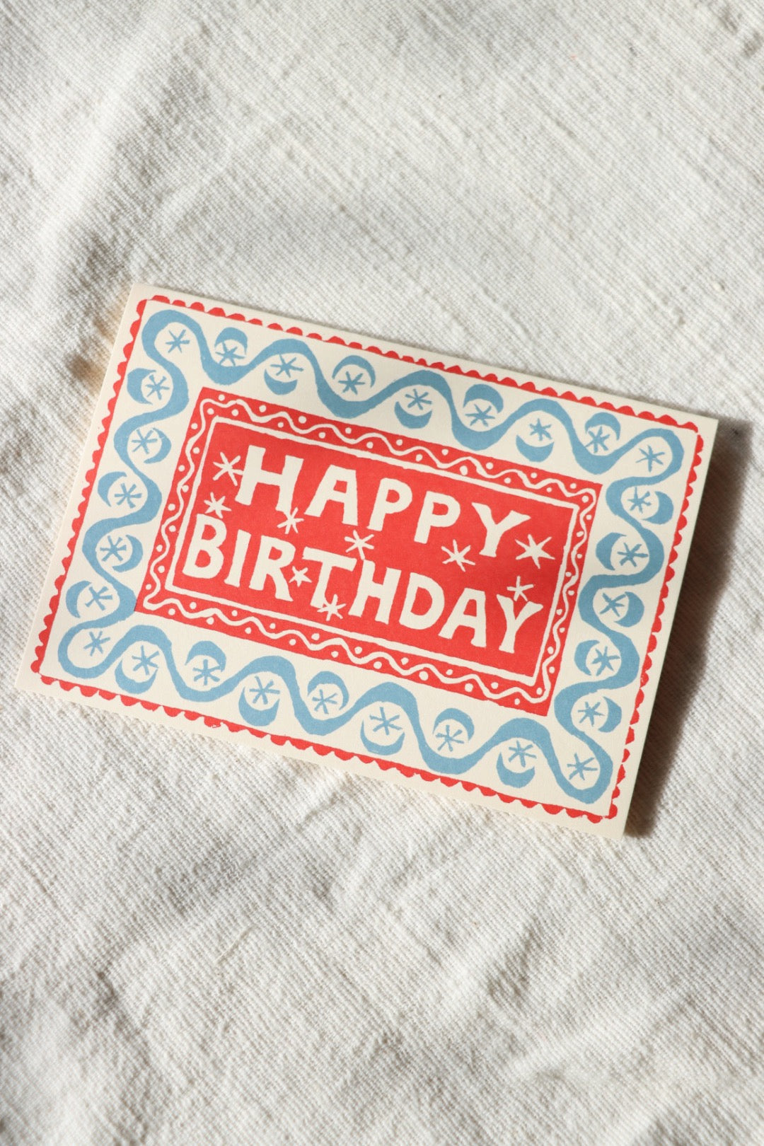 Happy Birthday Waves Card, Red & Blue