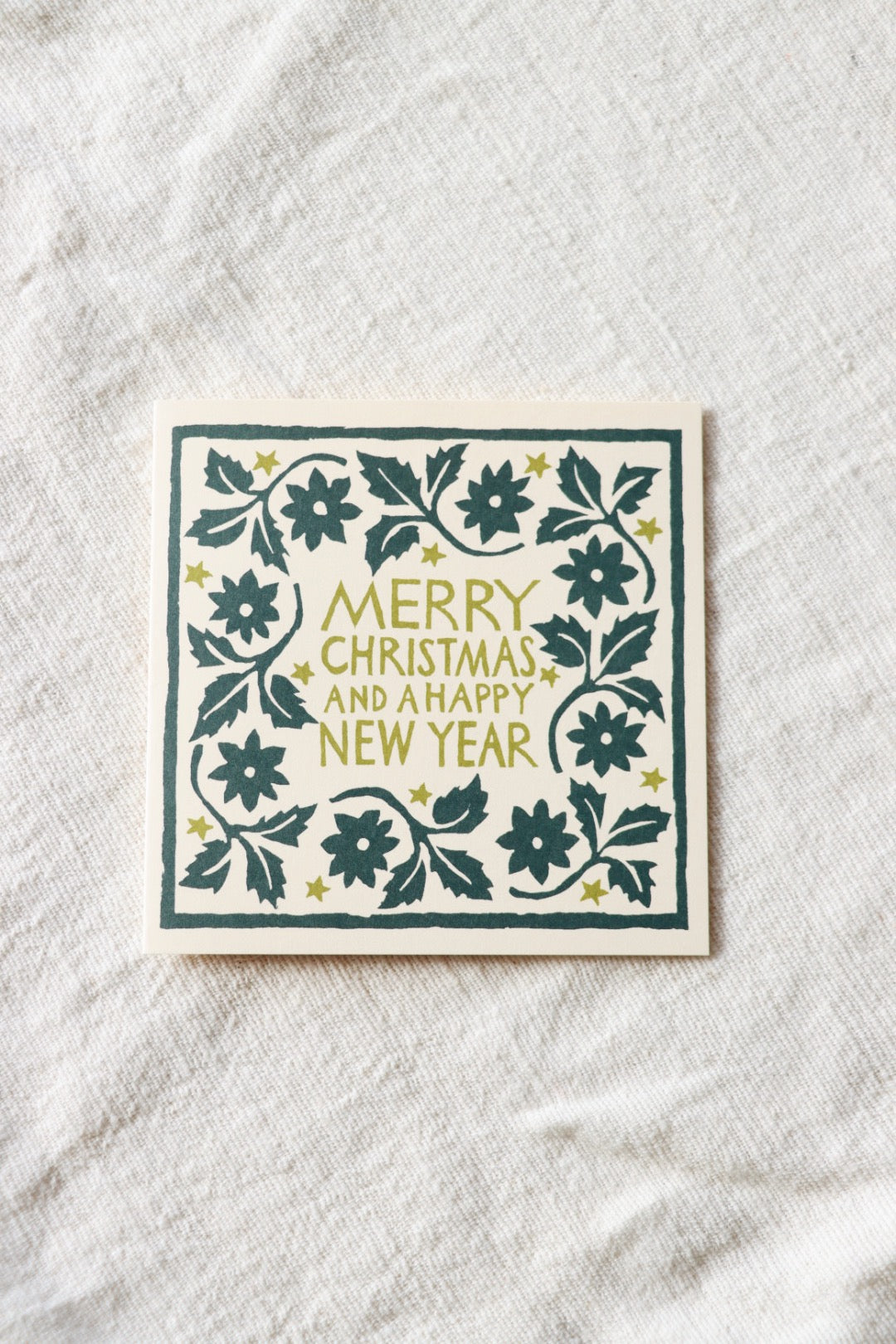 Merry Christmas Card, Leaves & Stars