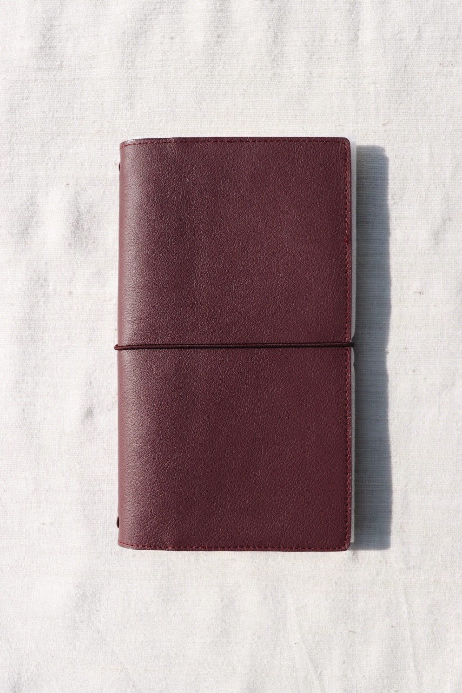 Leather Travel Notebook Cover: Bordeaux
