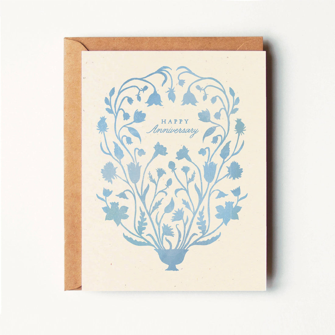 Happy Anniversary Blue Floral Paper Cut Card