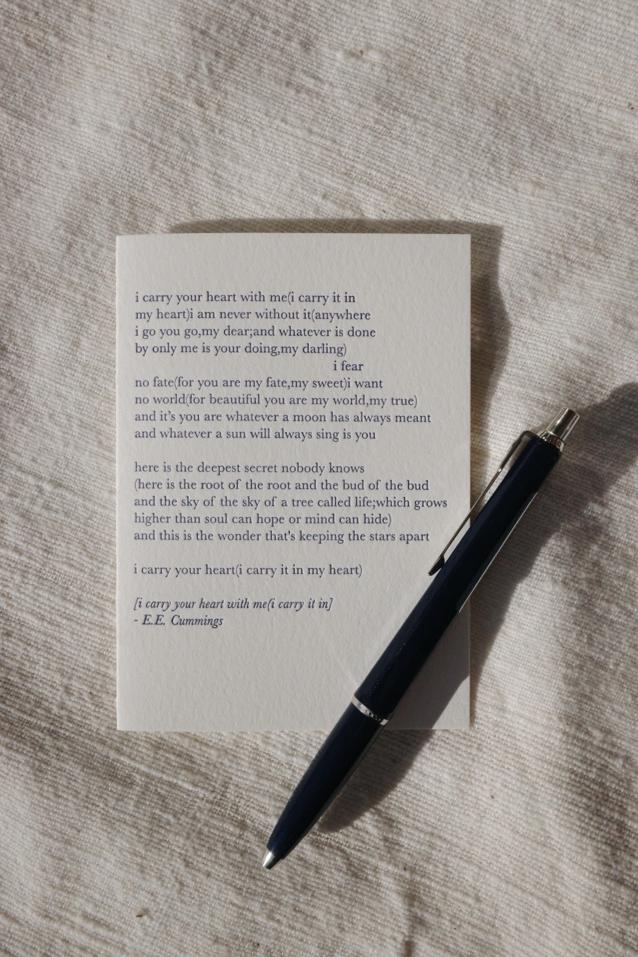 I Carry Your Heart Card