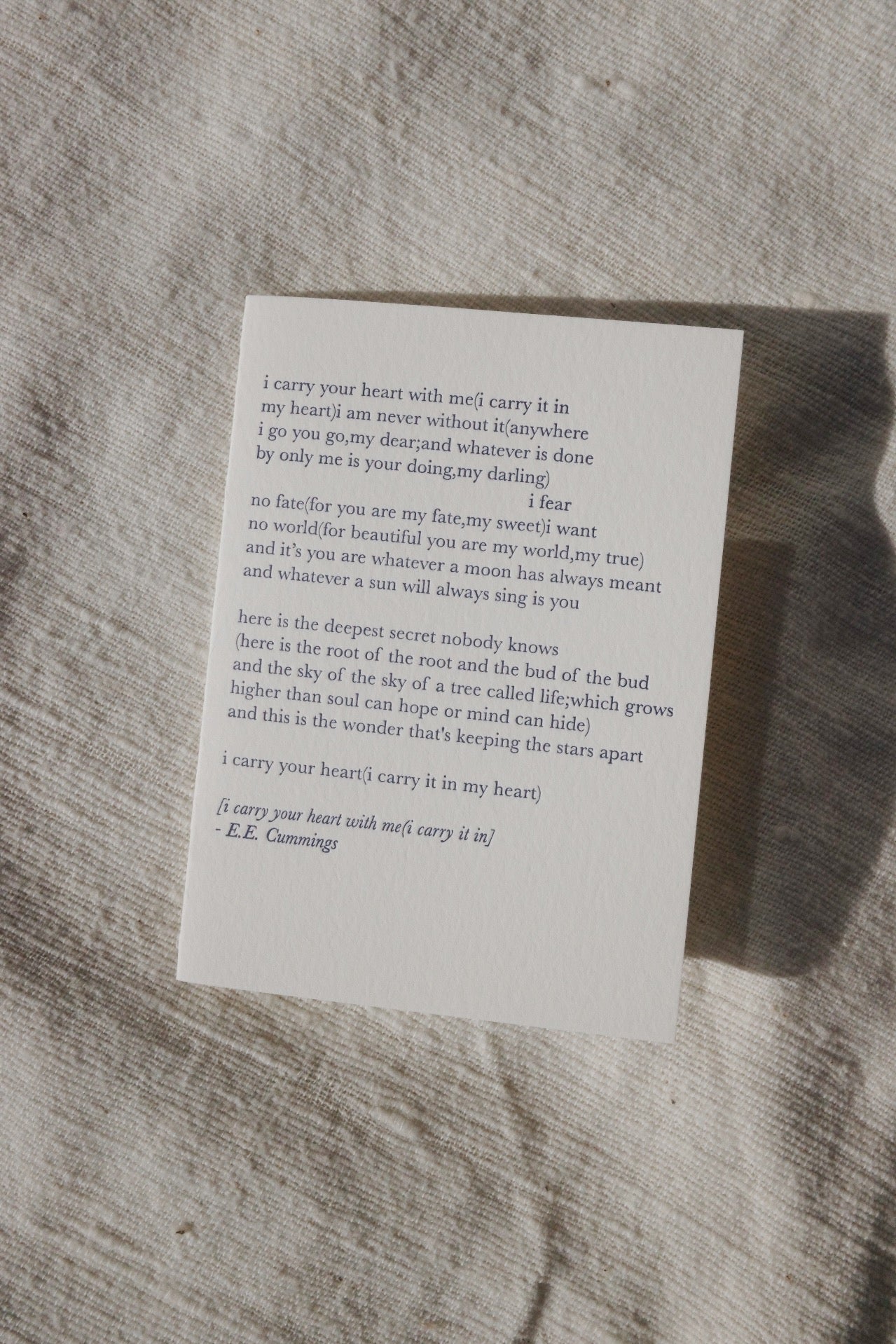 I Carry Your Heart Card