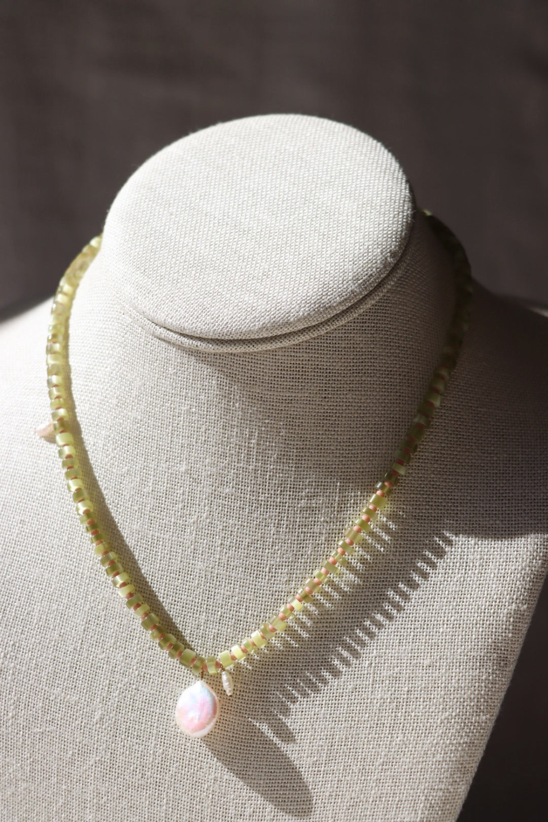 Galileo Galilei Necklace, Olive & Pink Terra Cotta