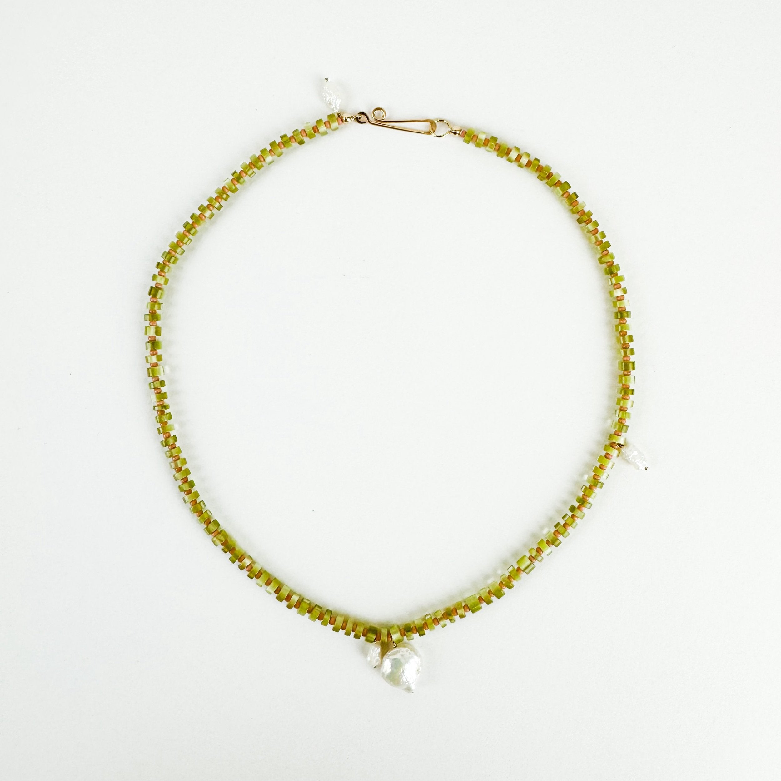 Galileo Galilei Necklace, Olive & Pink Terra Cotta
