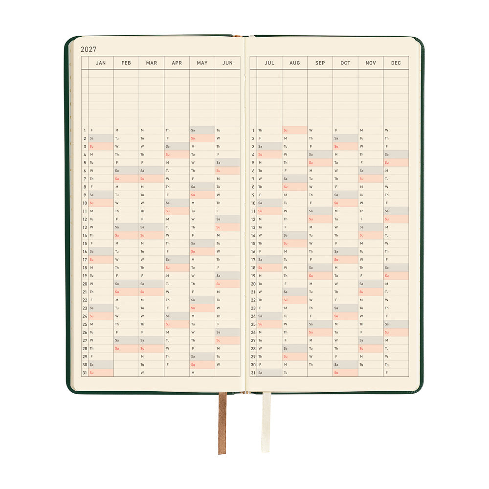 Hobonichi Techo 2027 Weeks Leather: Forest Green