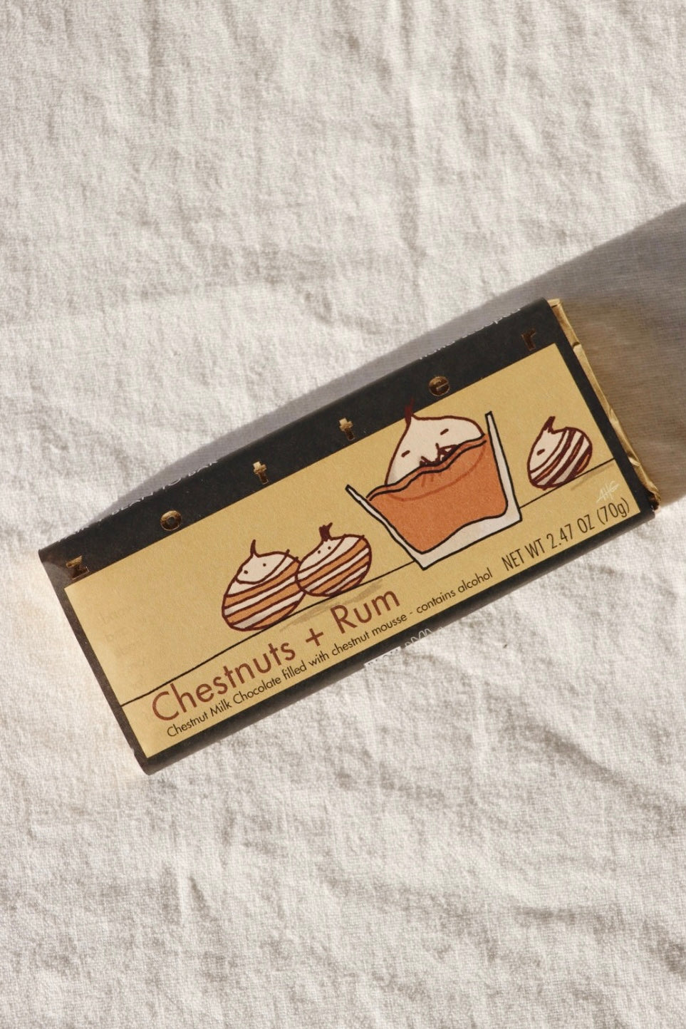 Chestnuts + Rum Hand-Scooped Chocolate Bar