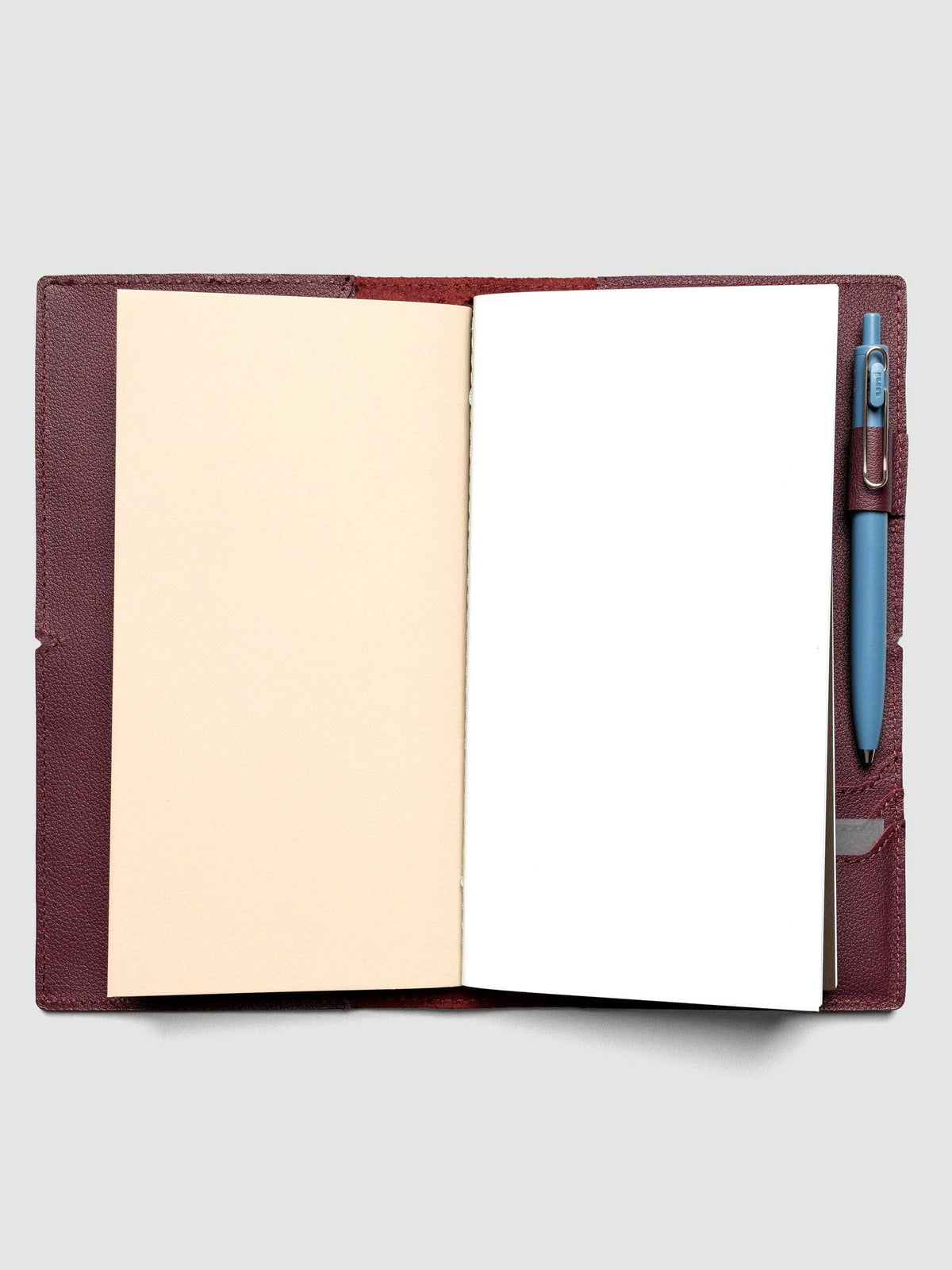 Leather Travel Notebook Cover: Bordeaux