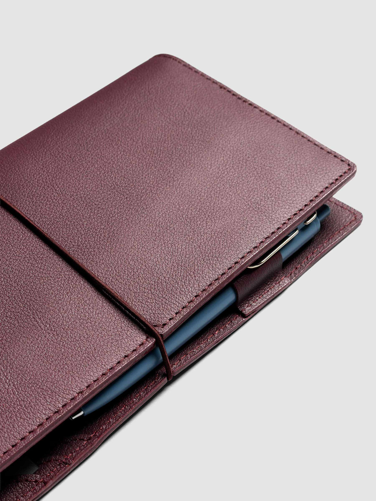 Leather Travel Notebook Cover: Bordeaux