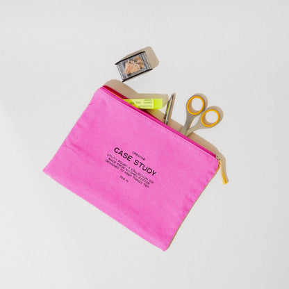 Washed Cotton Zipper Pouch: Candy Pink