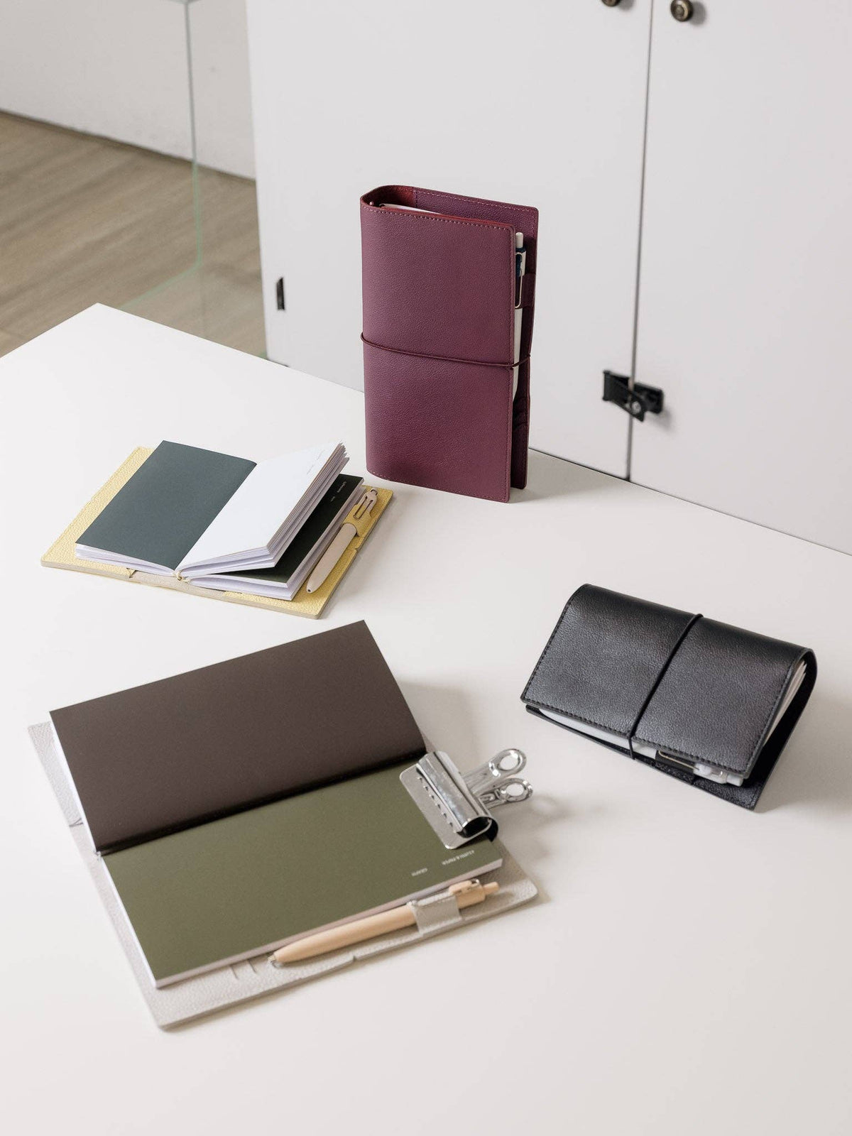 Leather Travel Notebook Cover: Bordeaux