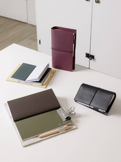 Leather Travel Notebook Cover: Bordeaux