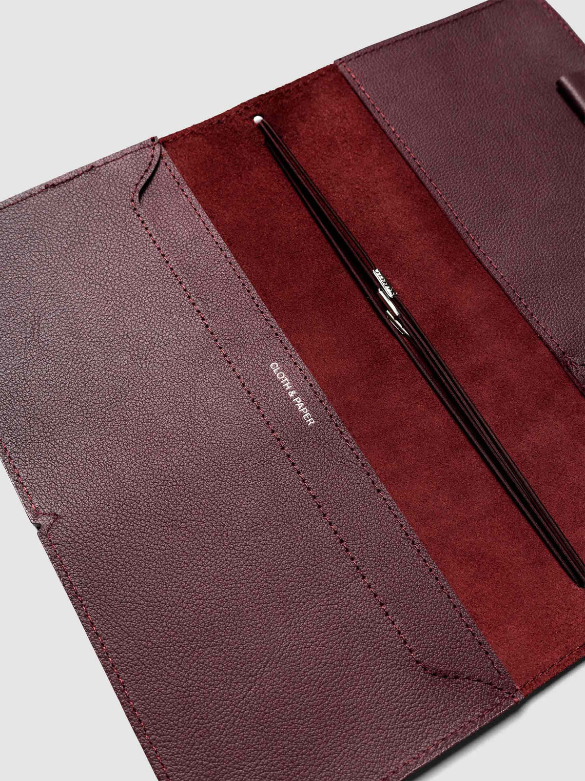 Leather Travel Notebook Cover: Bordeaux