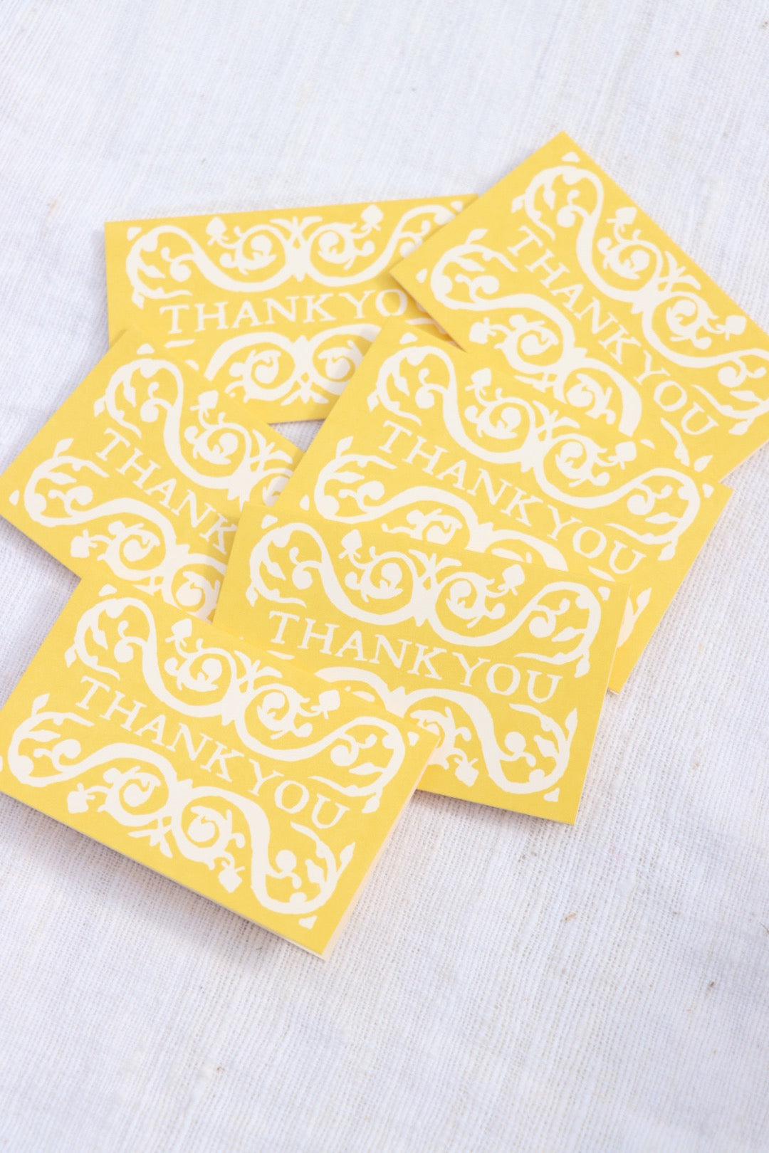 Arabesque Thank You Cards: Set of Six, Mustard Yellow