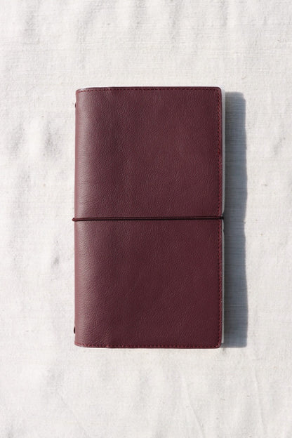 Leather Travel Notebook Cover: Bordeaux