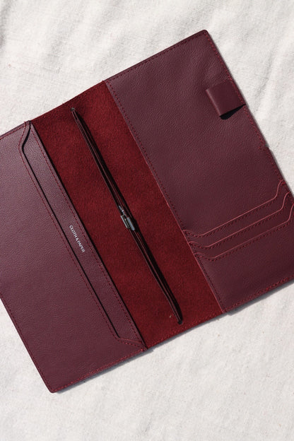 Leather Travel Notebook Cover: Bordeaux