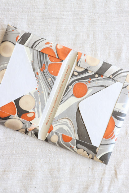 Greeting Card Set, Orange Silver Pebbles