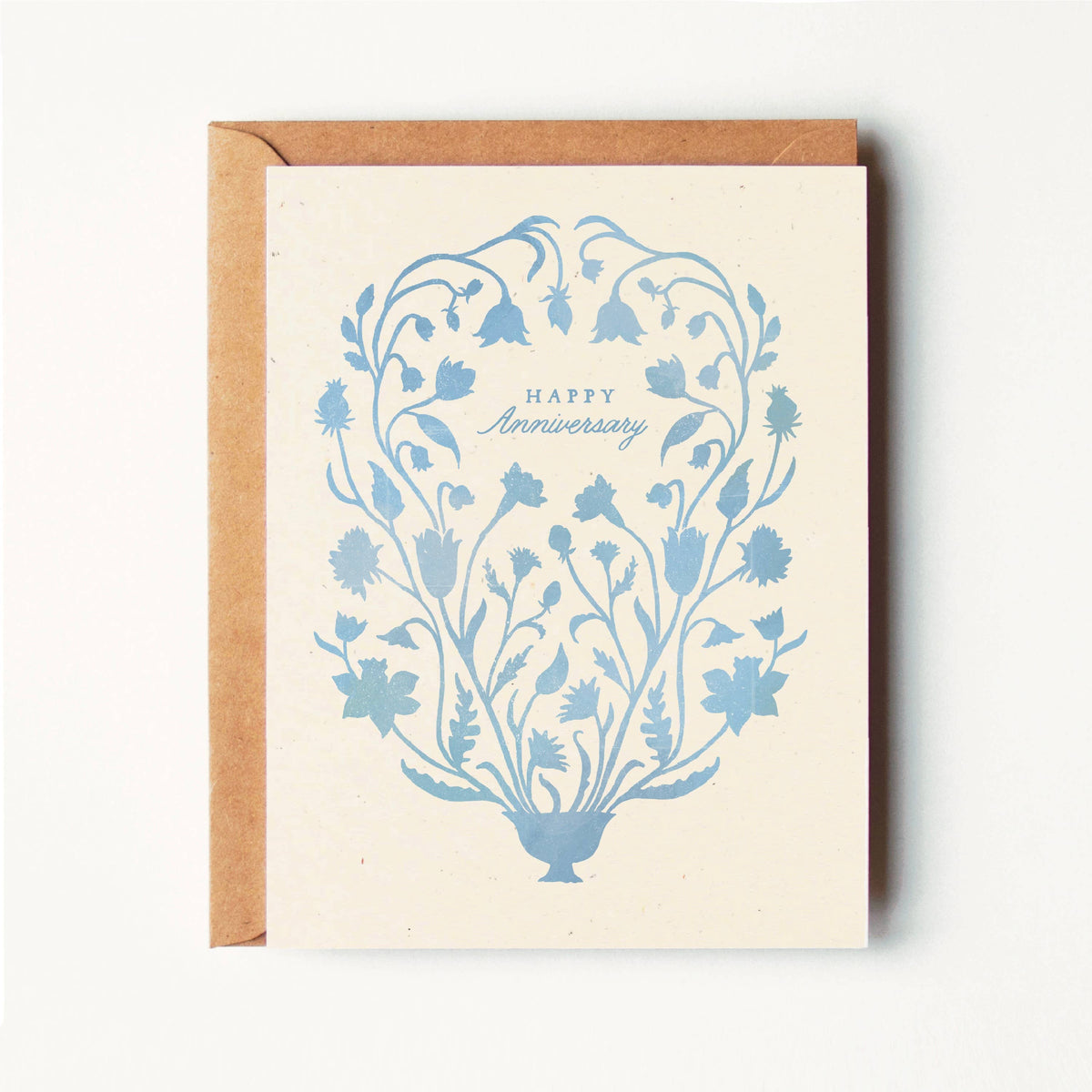 Happy Anniversary Blue Floral Paper Cut Card