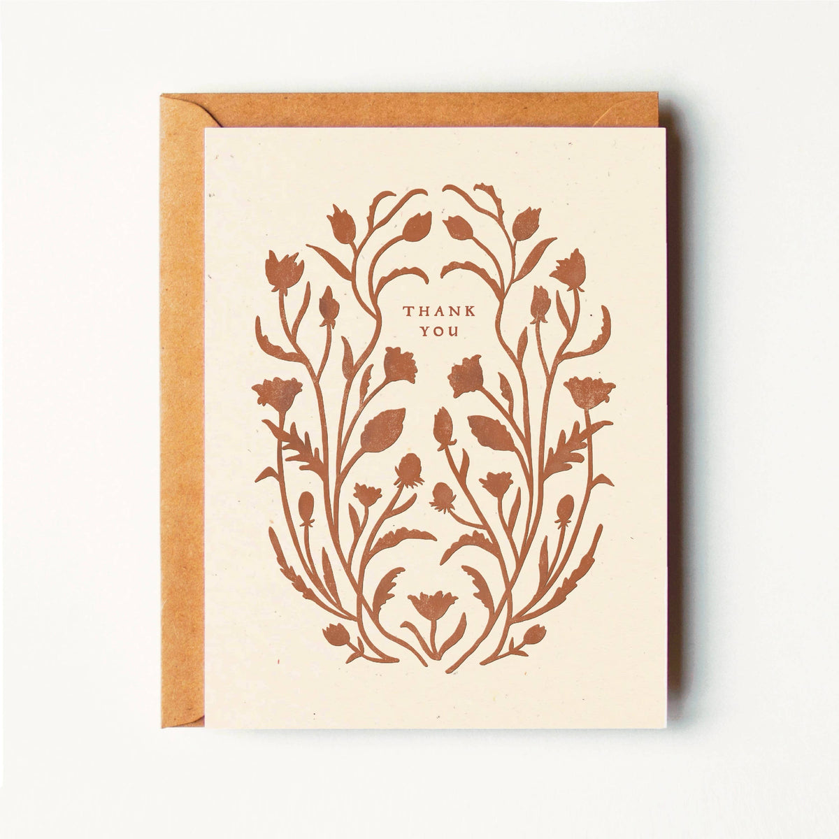 Thank You Terracotta Floral Paper Cut Card