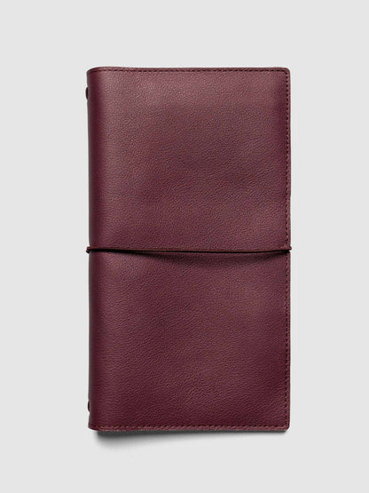 Leather Travel Notebook Cover: Bordeaux