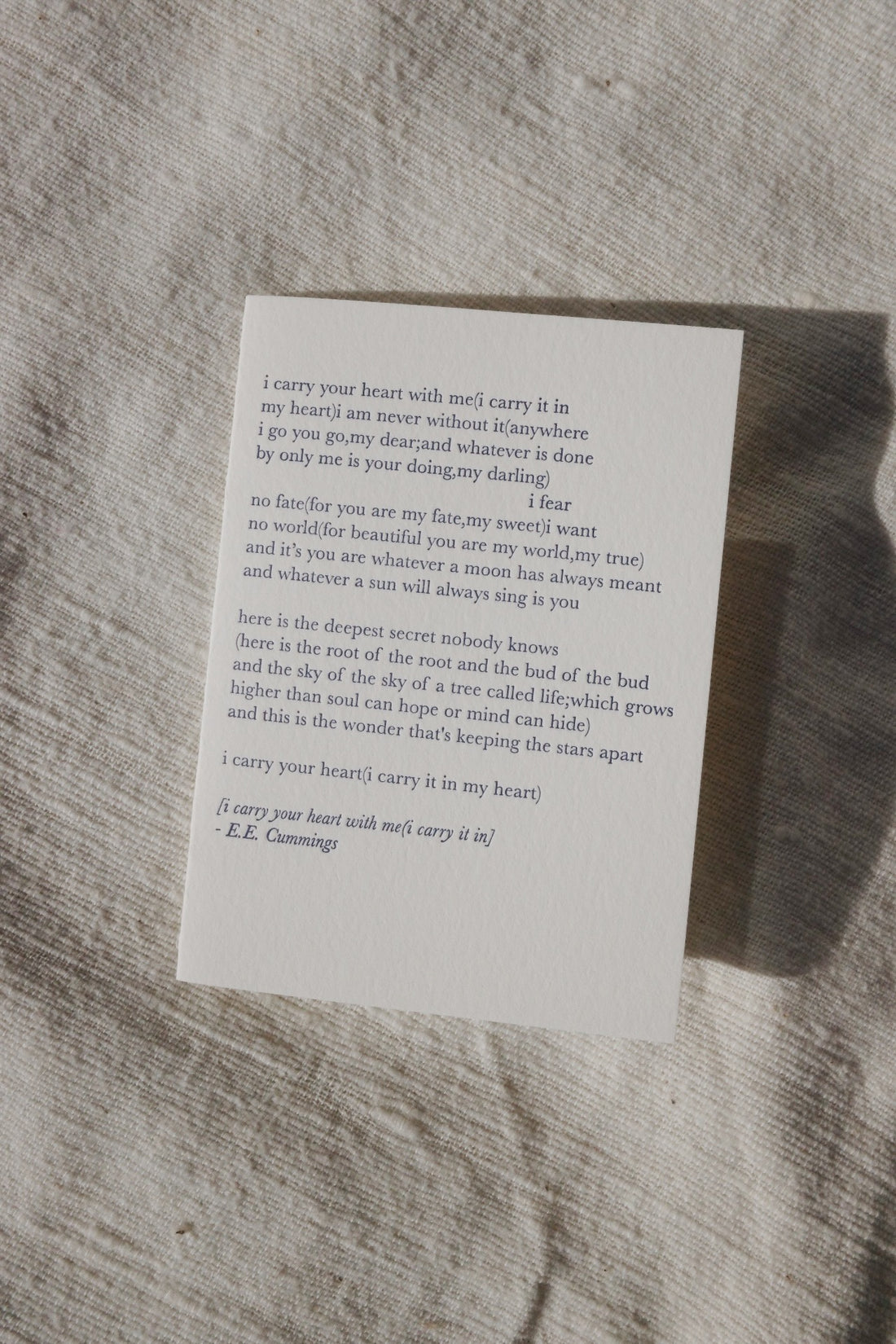 I Carry Your Heart Card