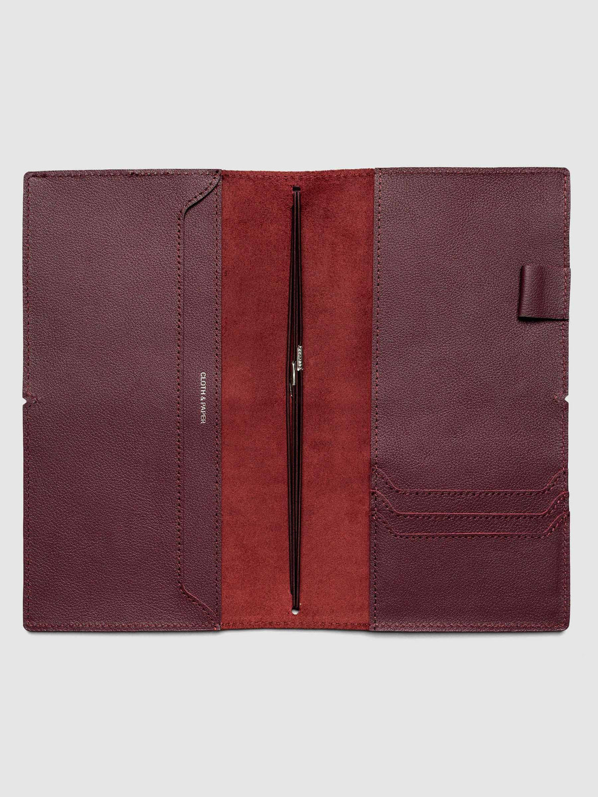 Leather Travel Notebook Cover: Bordeaux