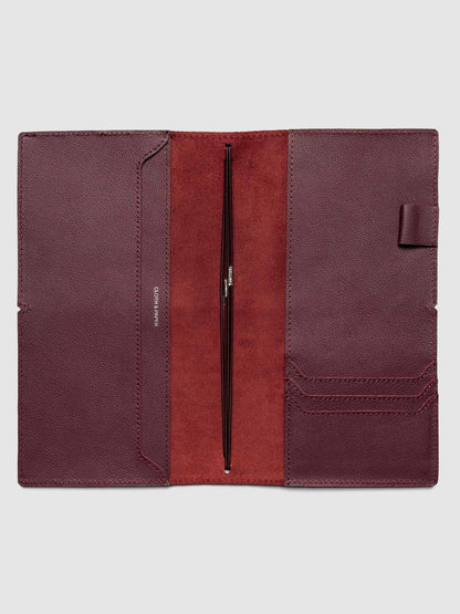 Leather Travel Notebook Cover: Bordeaux