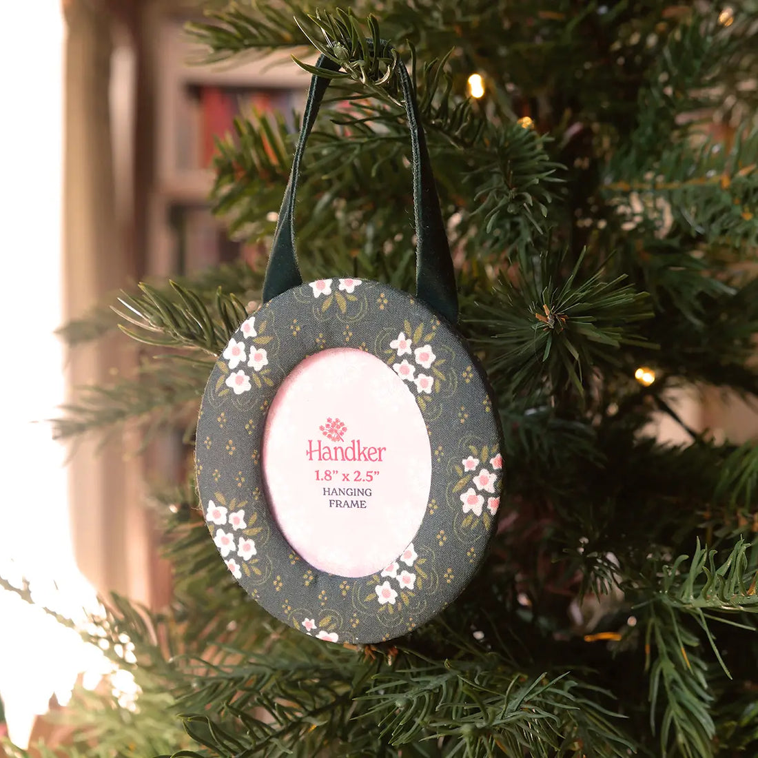 Fabric Frame Ornament, Green Pearl