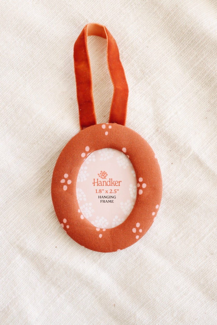 Fabric Frame Ornament, Red Dottie