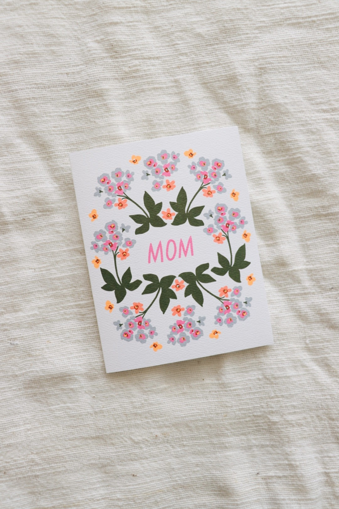 Mom Blue Wreath Card