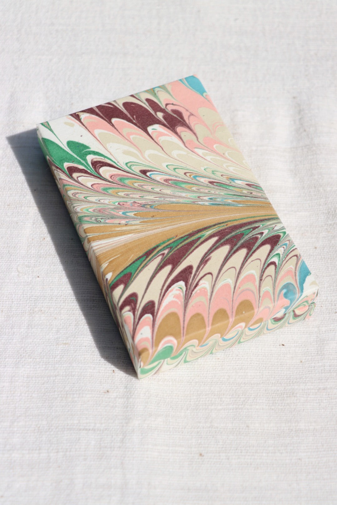 Hand Marbled Notecard Set, Flatiron Feather