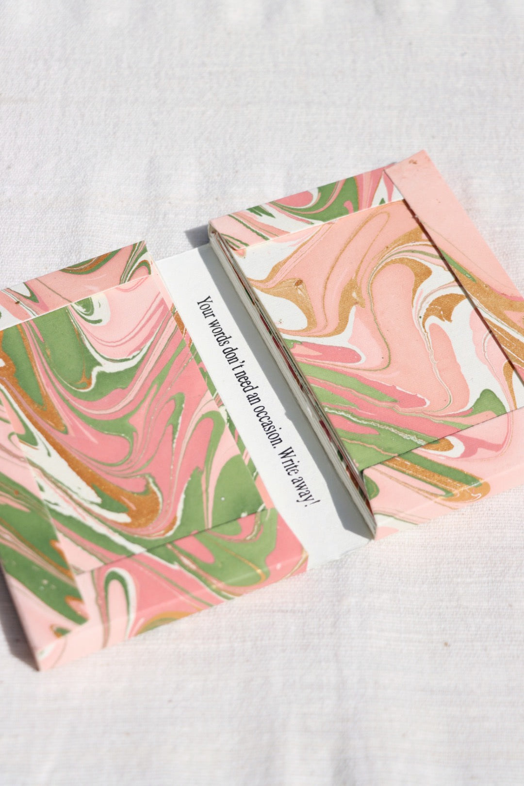 Hand Marbled Notecard Set, Peony Bloom