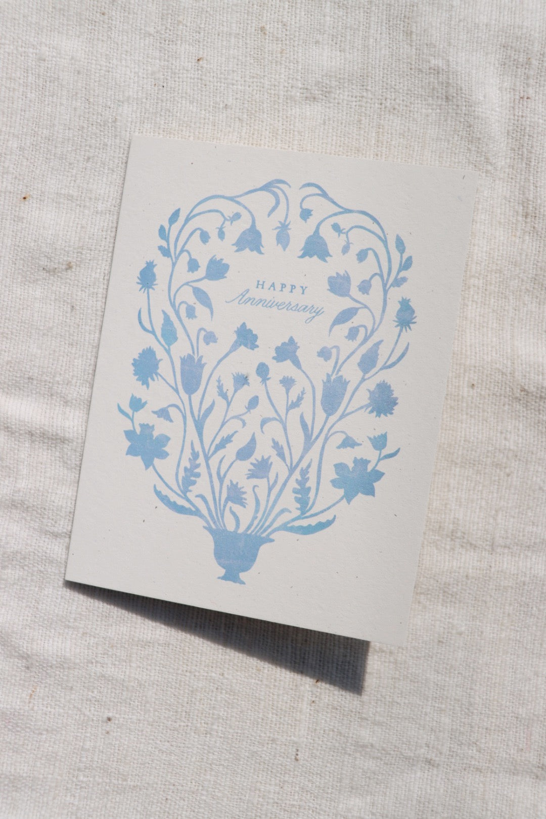 Happy Anniversary Blue Floral Paper Cut Card