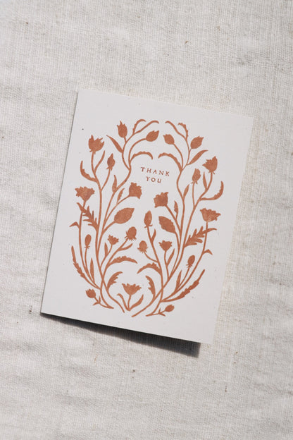 Thank You Terracotta Floral Paper Cut Card
