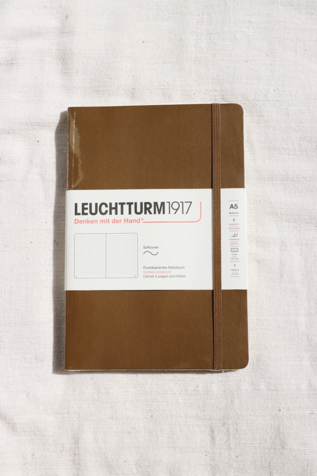 Leuchtturm1917 A5 Soft Cover Notebook, Dotted Spice Brown