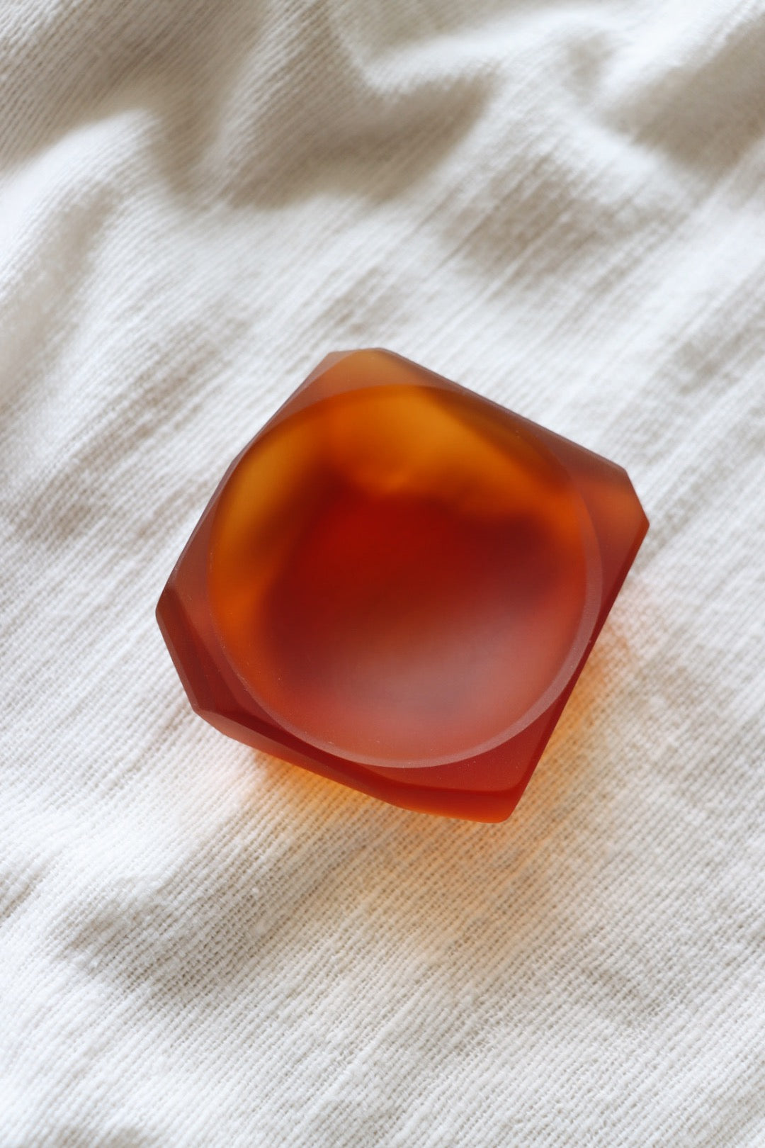 Small Amber Red Glass Dish