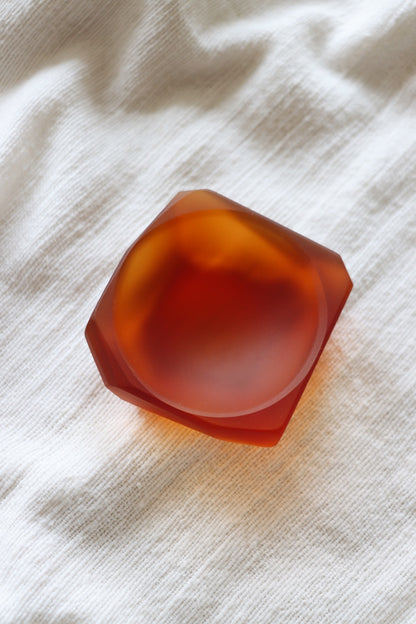 Small Amber Red Glass Dish