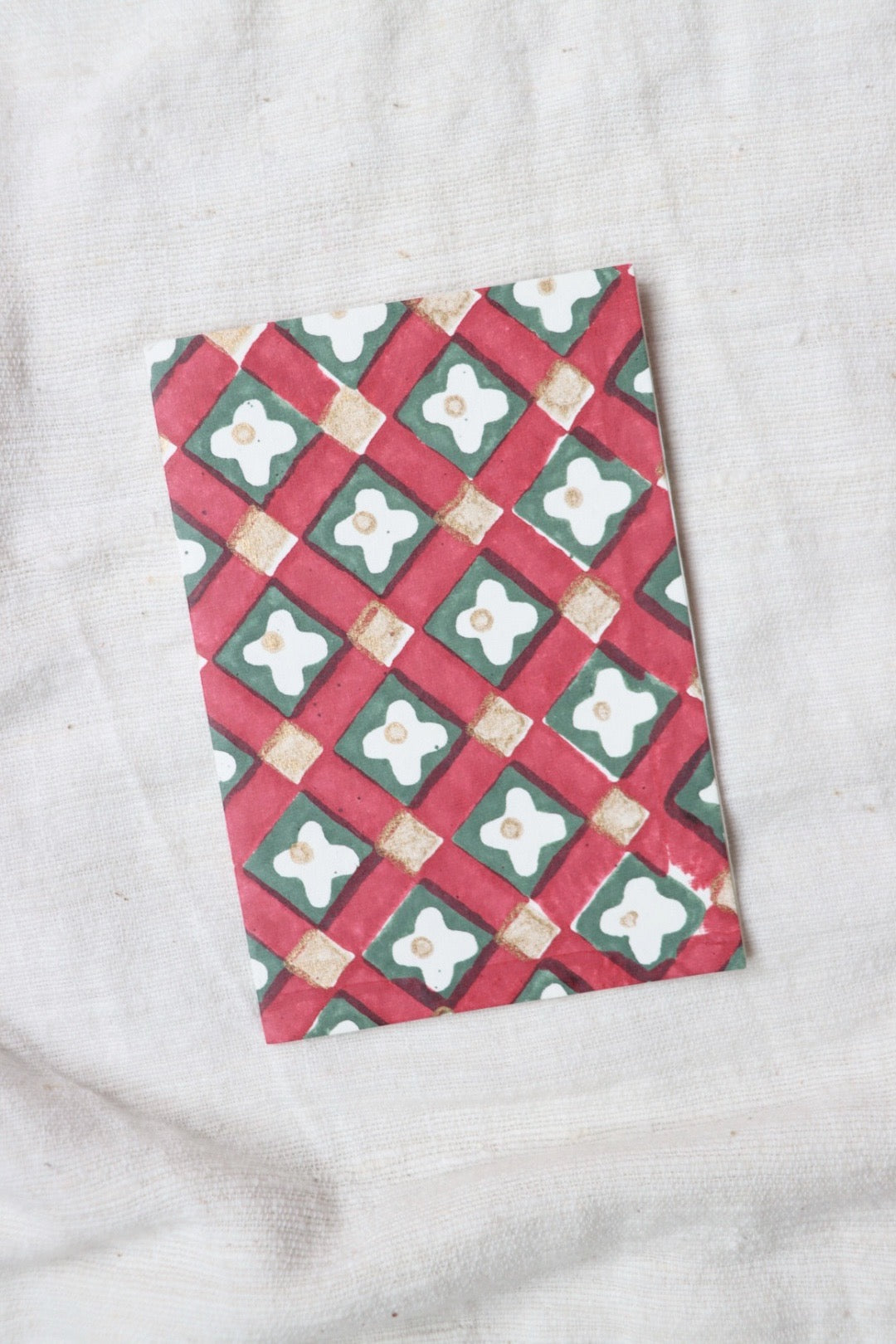 Floral Checks Scarlet Card