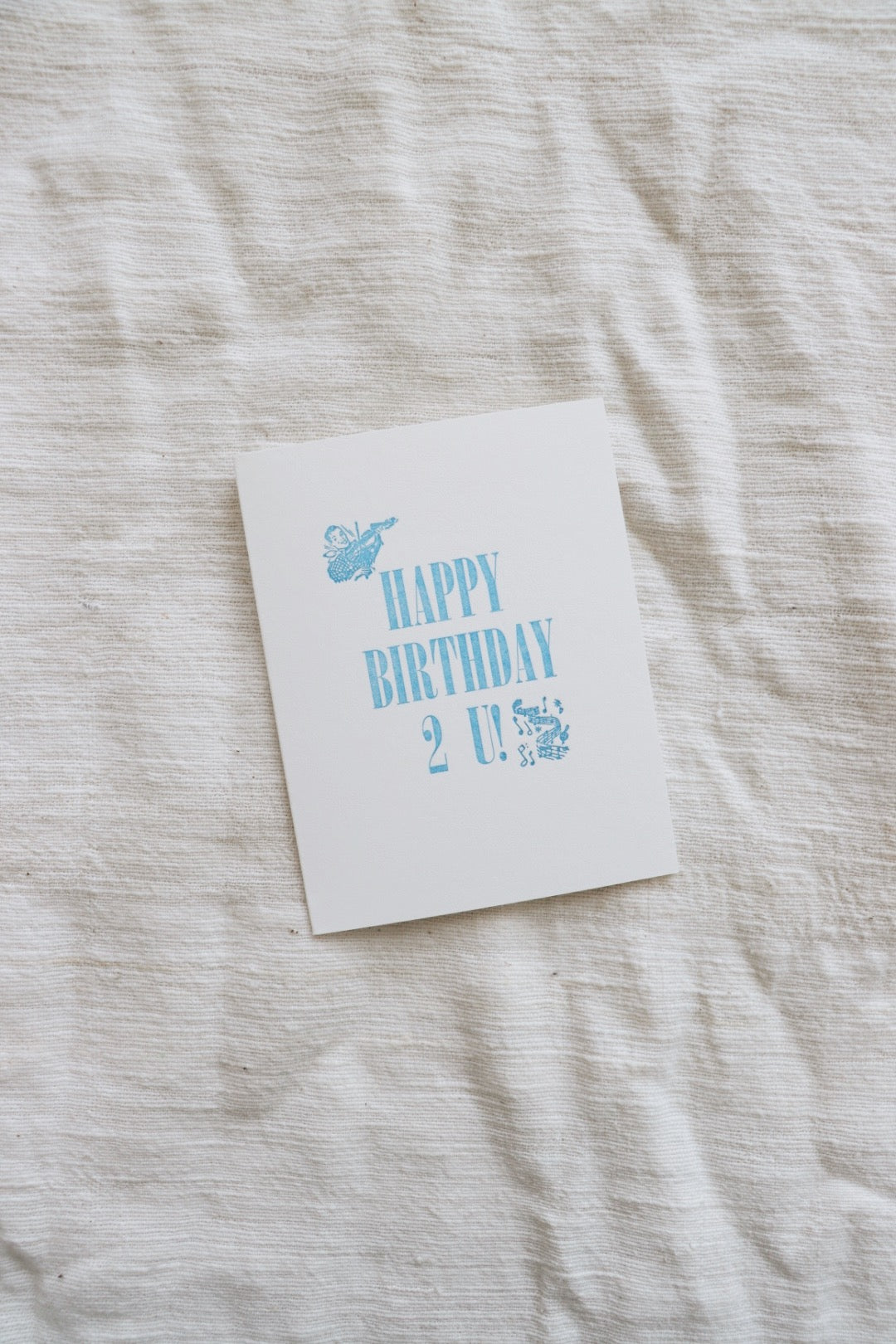 Blue Birthday Song Letterpress Card