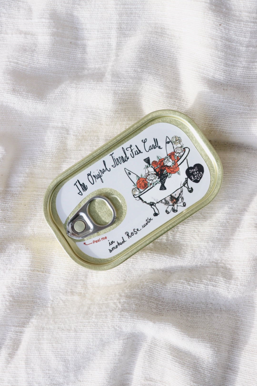 "Tinned Fish Candle": Smoked Rose Water
