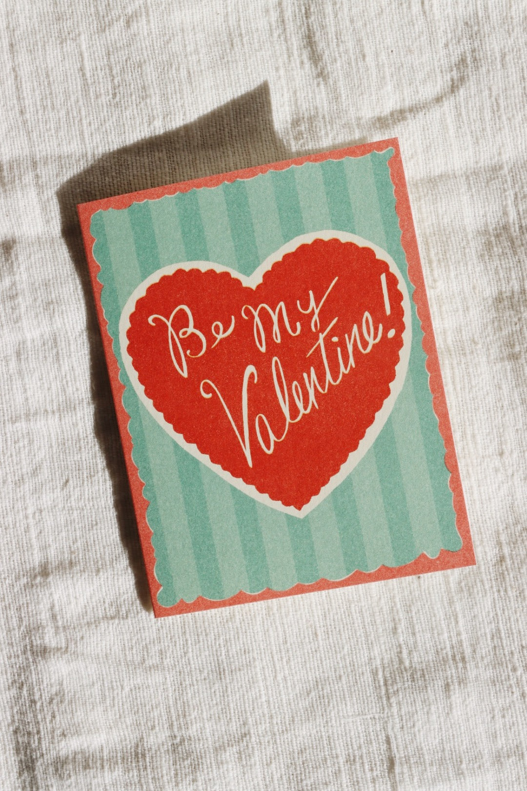 Be My Valentine Red Heart on Blue Card