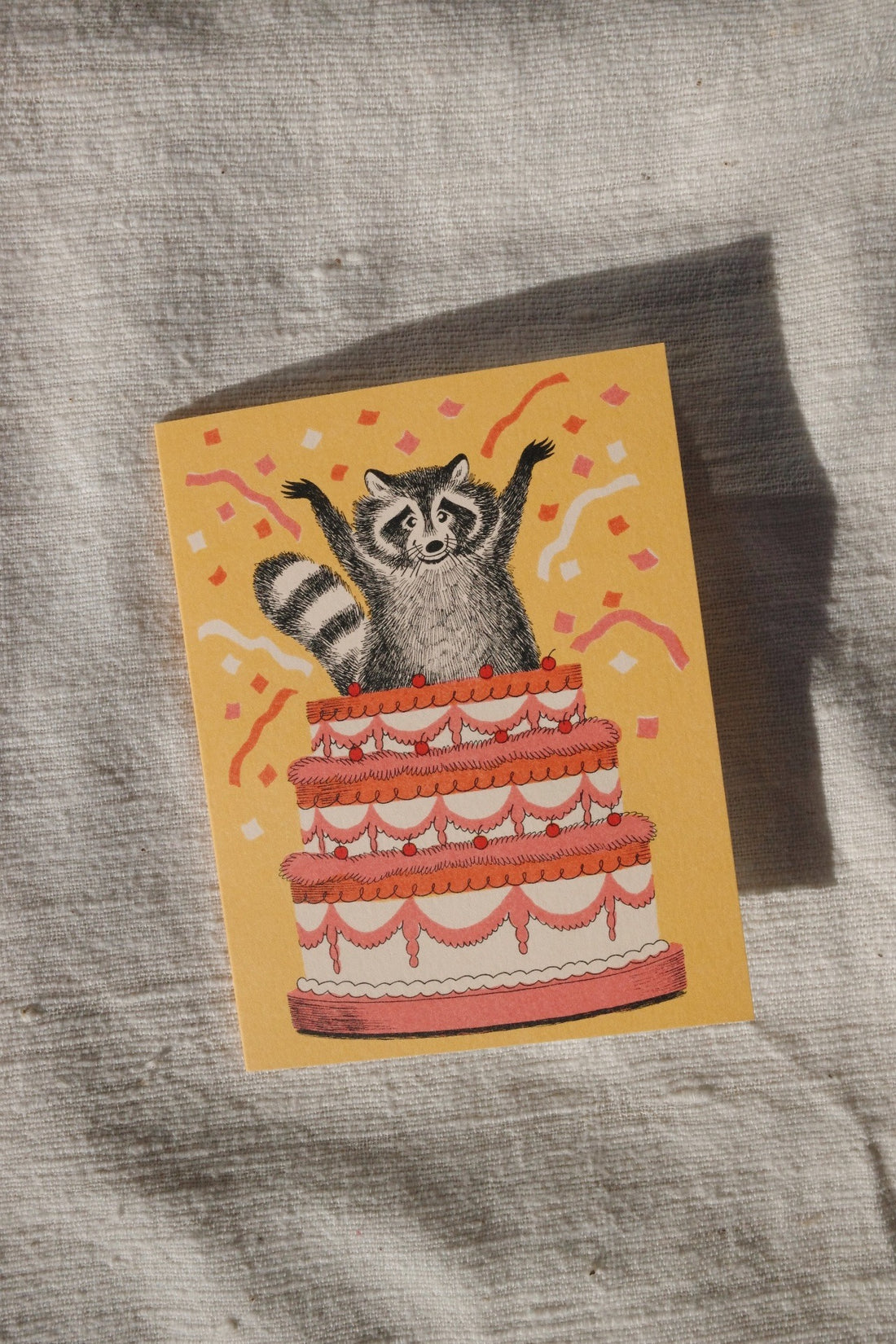 Raccoon &amp; Cake Birthday Card