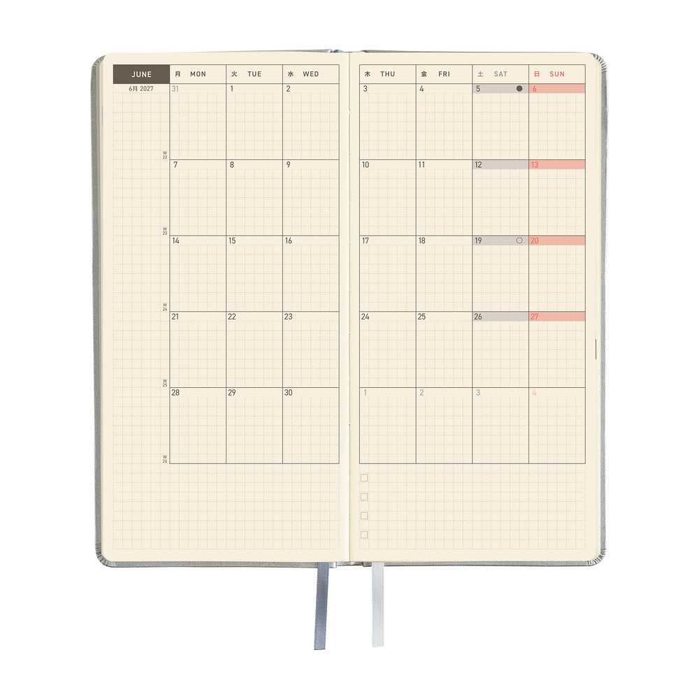 Hobonichi Techo 2027 Weeks Leather: Noble Silver