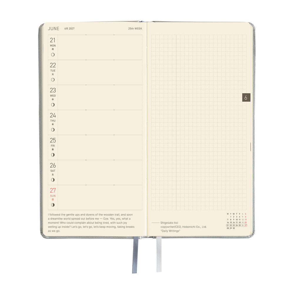 Hobonichi Techo 2027 Weeks Leather: Noble Silver