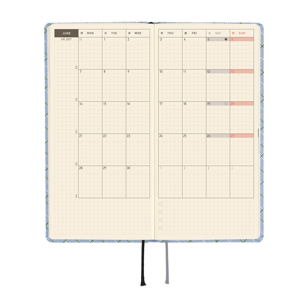 Hobonichi Techo 2027 Weeks Shirt Fabric: Graph Plaid